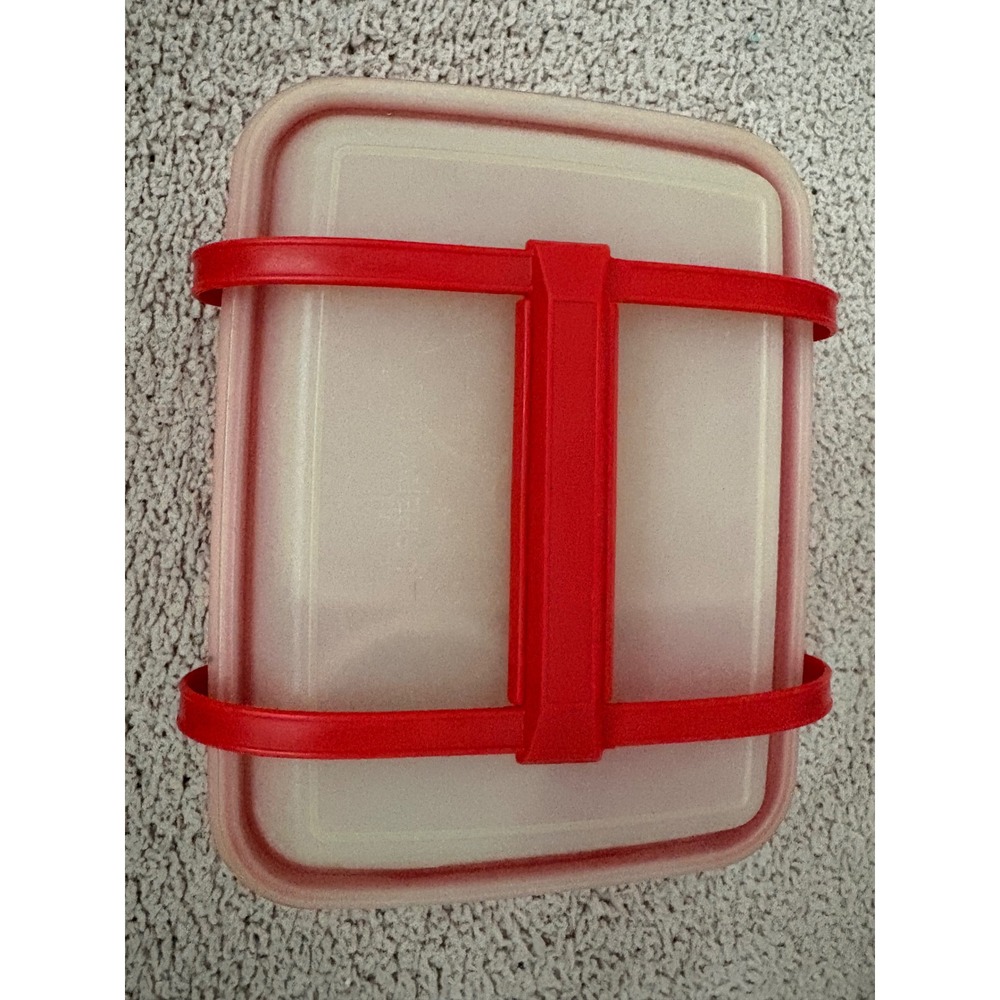 Vintage Tupperware Red Picnic Lunch Set Carrier with Lids and Cups 6 Piece